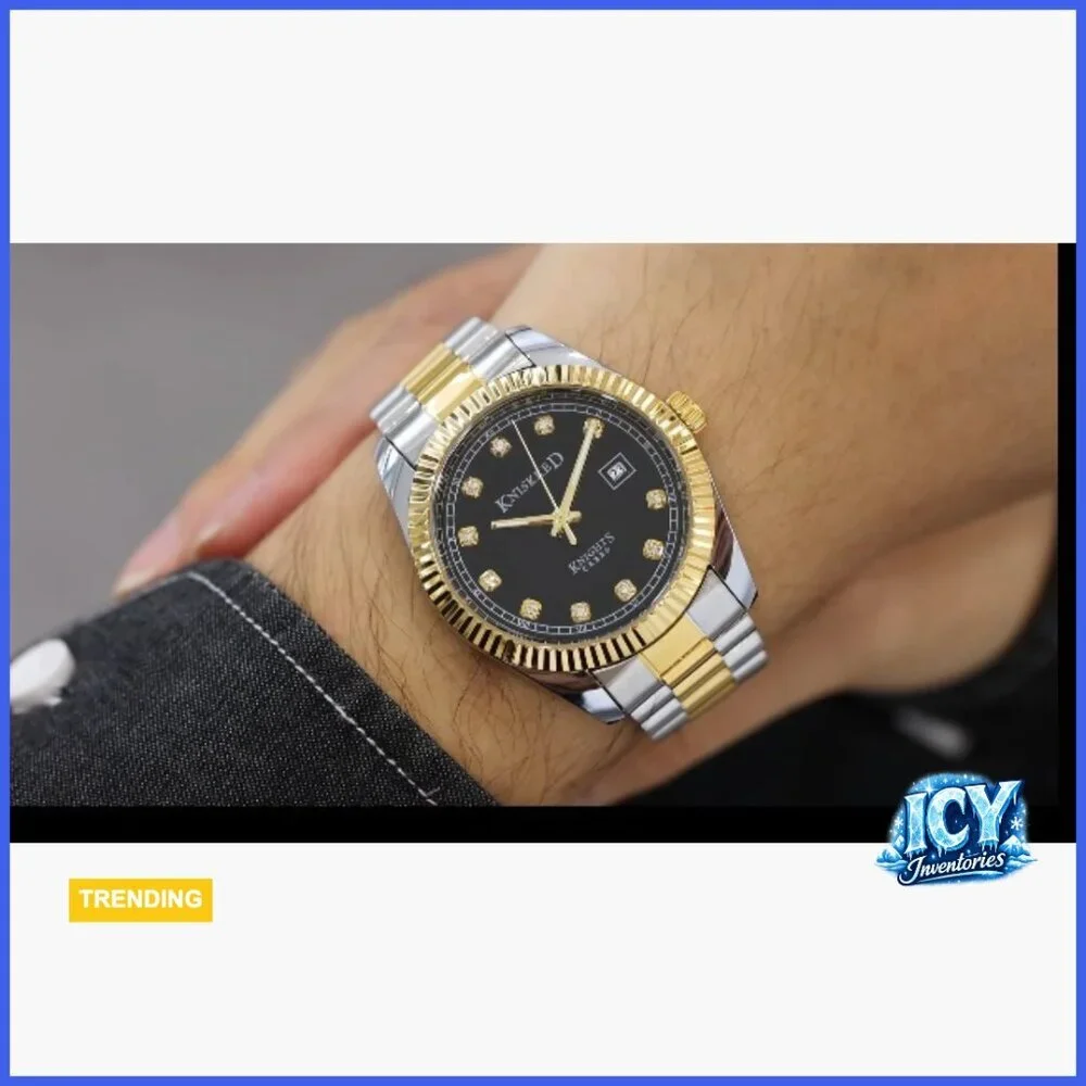 Men's Dress Watch with Solid Stainless Steel Band, Water Resistant